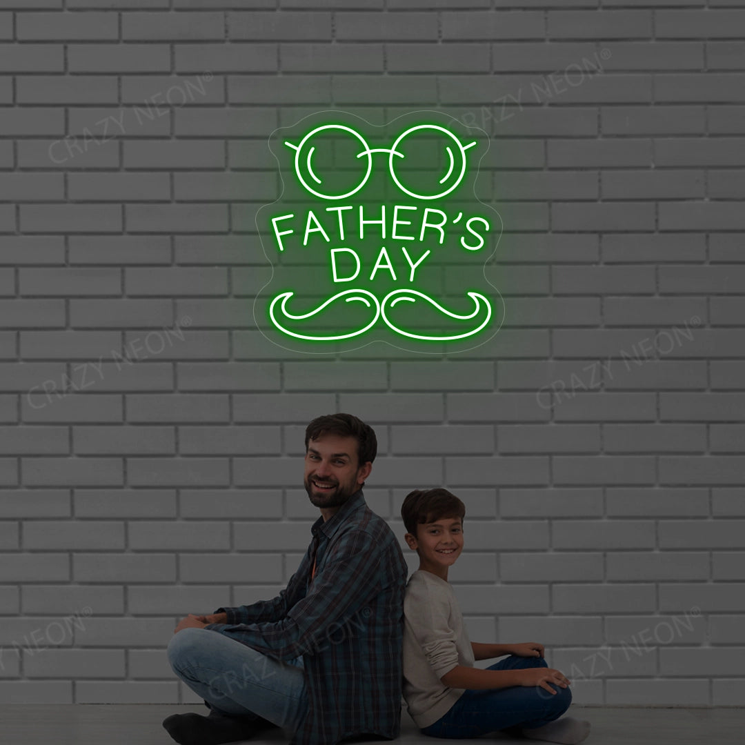 Specs With Moustache Neon Sign | Green