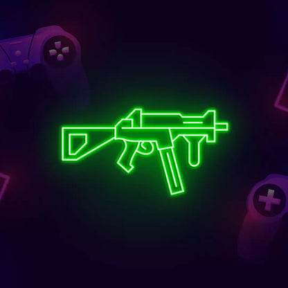 UMP Gaming Gun Neon Sign in Green Color 