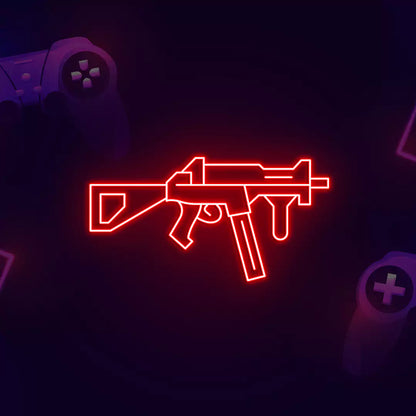 UMP Gaming Gun Neon Sign in Red Color 