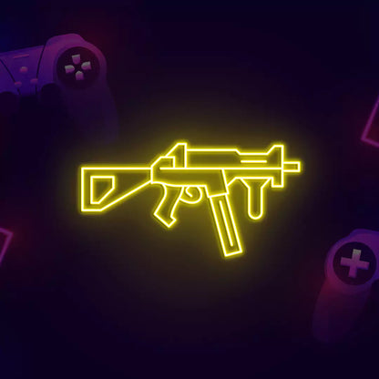 UMP Gaming Gun Neon Sign in Yellow Color 