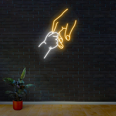 Baby Holding Dad Finger Neon Sign - Heartfelt Gift for Dad | White