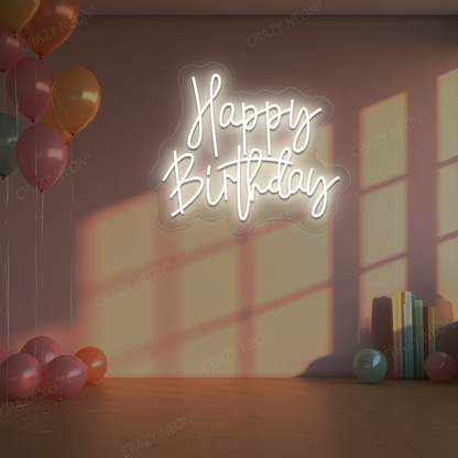 Birthday Shine Neon Sign - Happy Birthday Wall Art | Warmwhite