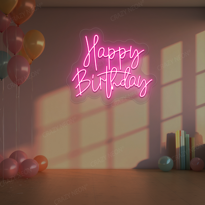 Birthday Shine Neon Sign - Happy Birthday Wall Art | Pink