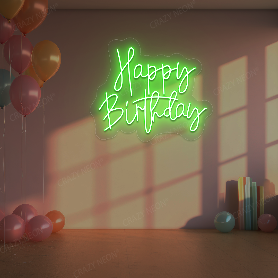 Birthday Shine Neon Sign - Happy Birthday Wall Art | Green