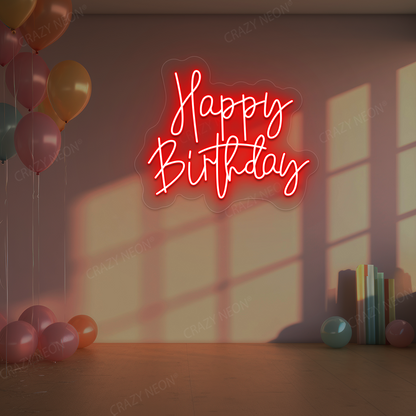 Birthday Shine Neon Sign - Happy Birthday Wall Art | Red