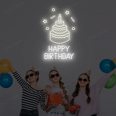 Happy Birthday Cake Neon Sign | Warmwhite