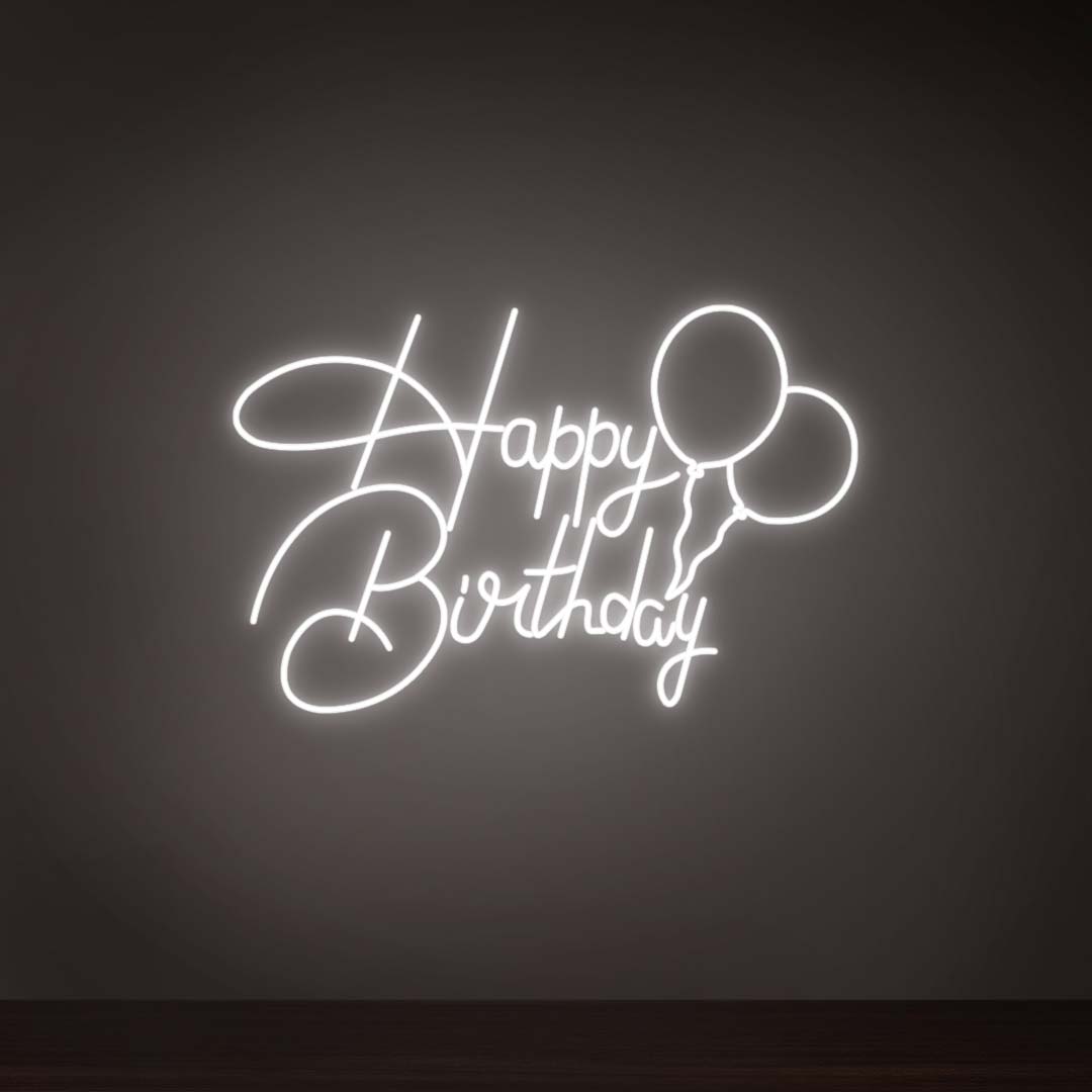 Happy Birthday With Balloons Neon Sign