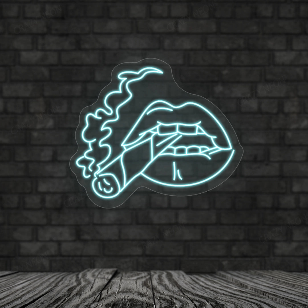 Cigarette in Mouth Neon Sign | Iceblue