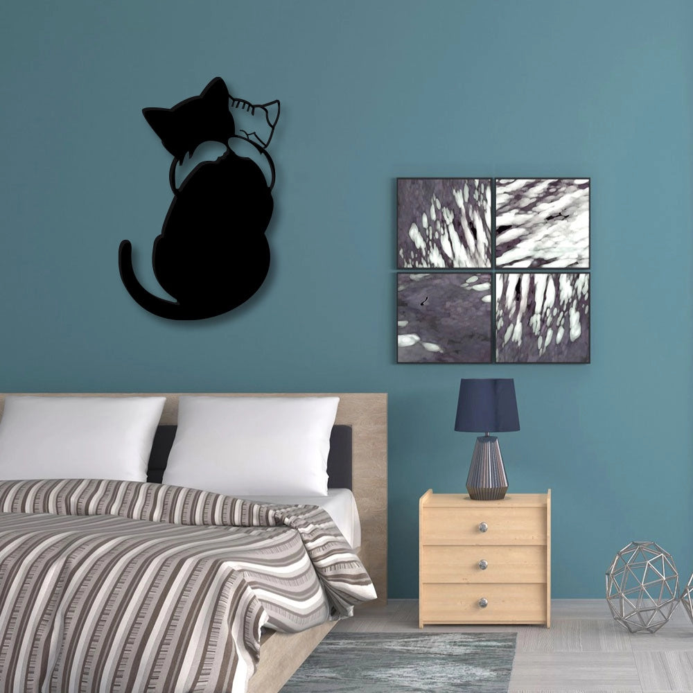 Cat Hug Metal Wall Art Sign