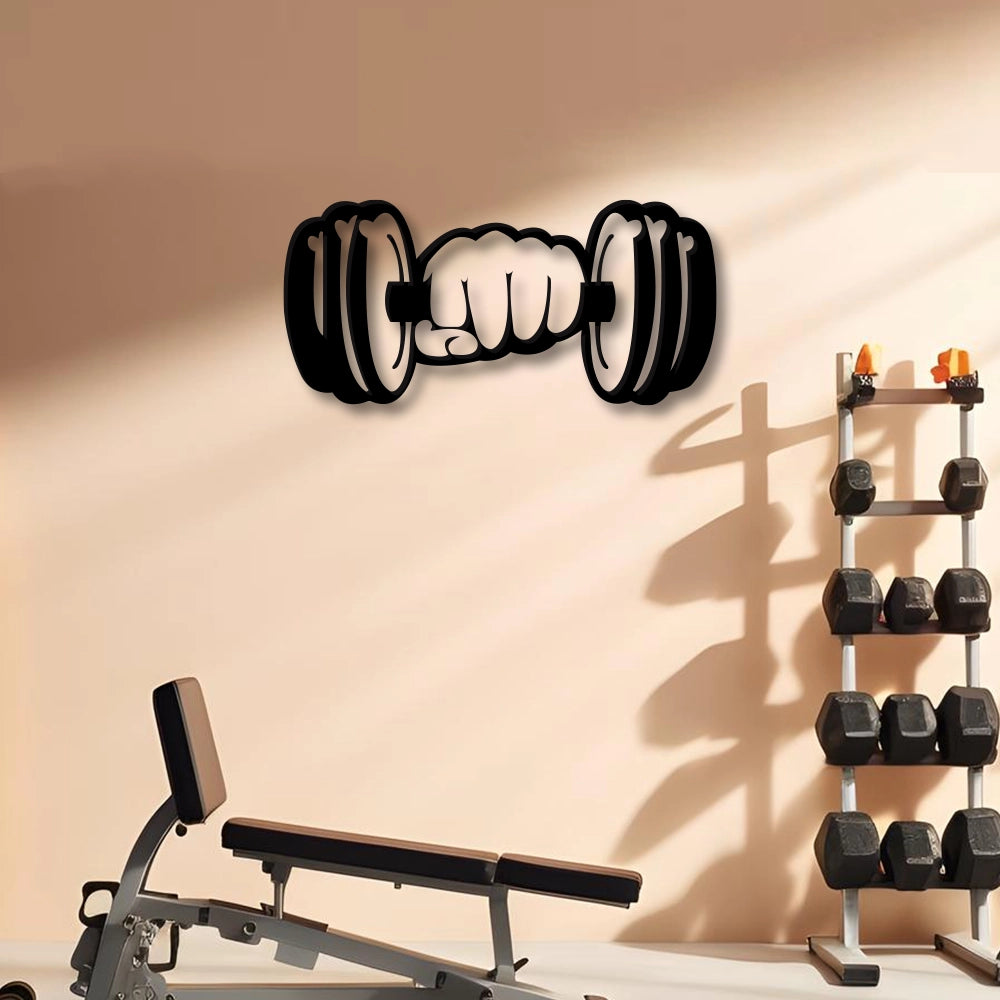 Working Out Dumbbell Metal Sign