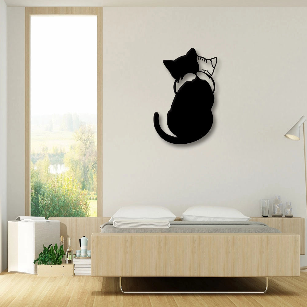 Cat Hug Metal Wall Art Sign