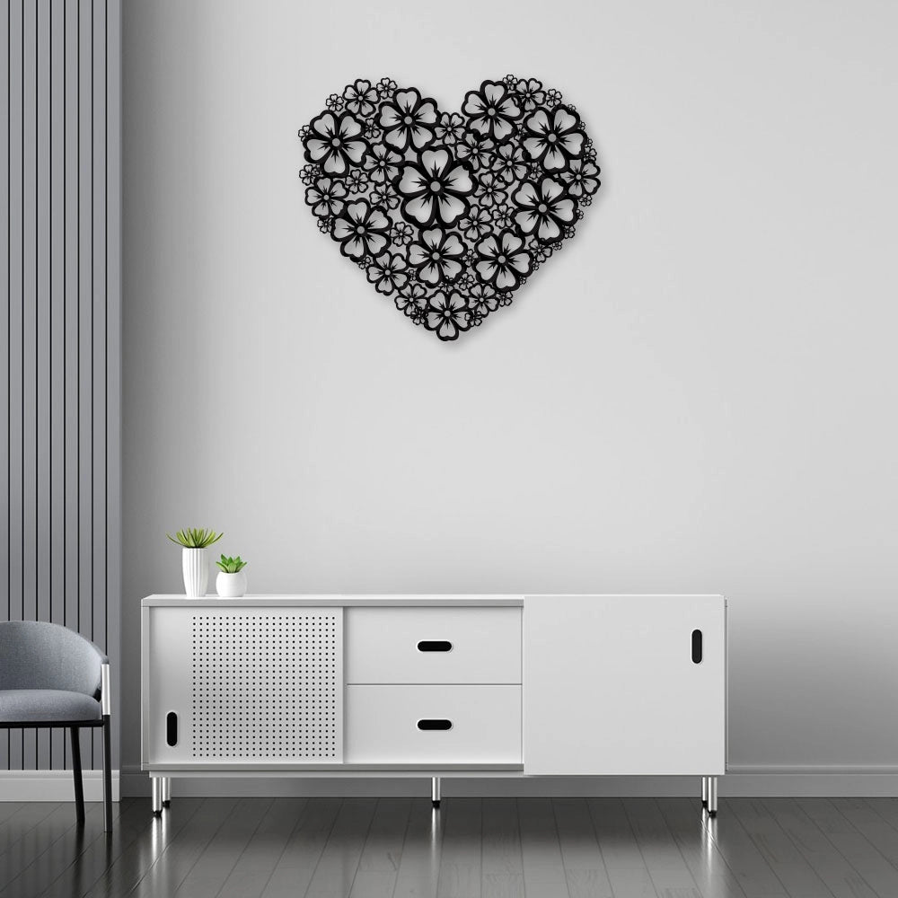 Floral Heart Metal Wall Art Sign