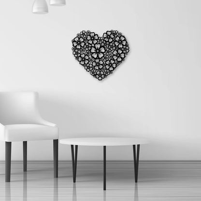 Floral Heart Metal Wall Art Sign