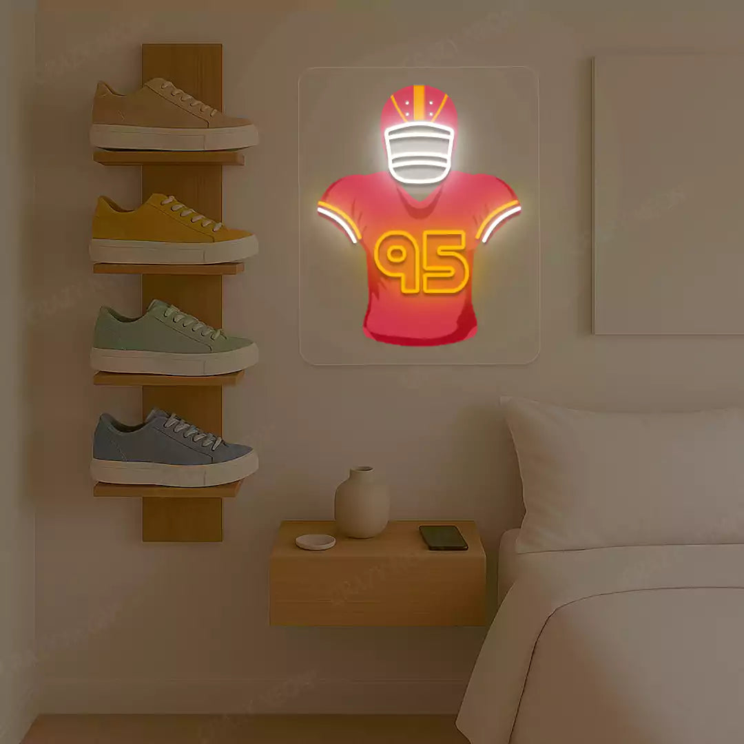 Kansas City Jones 95 Jersey Football Neon Artwork