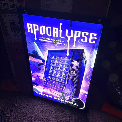 Podcast neon sign power on and off, night and day wall decor comparison for studio setup