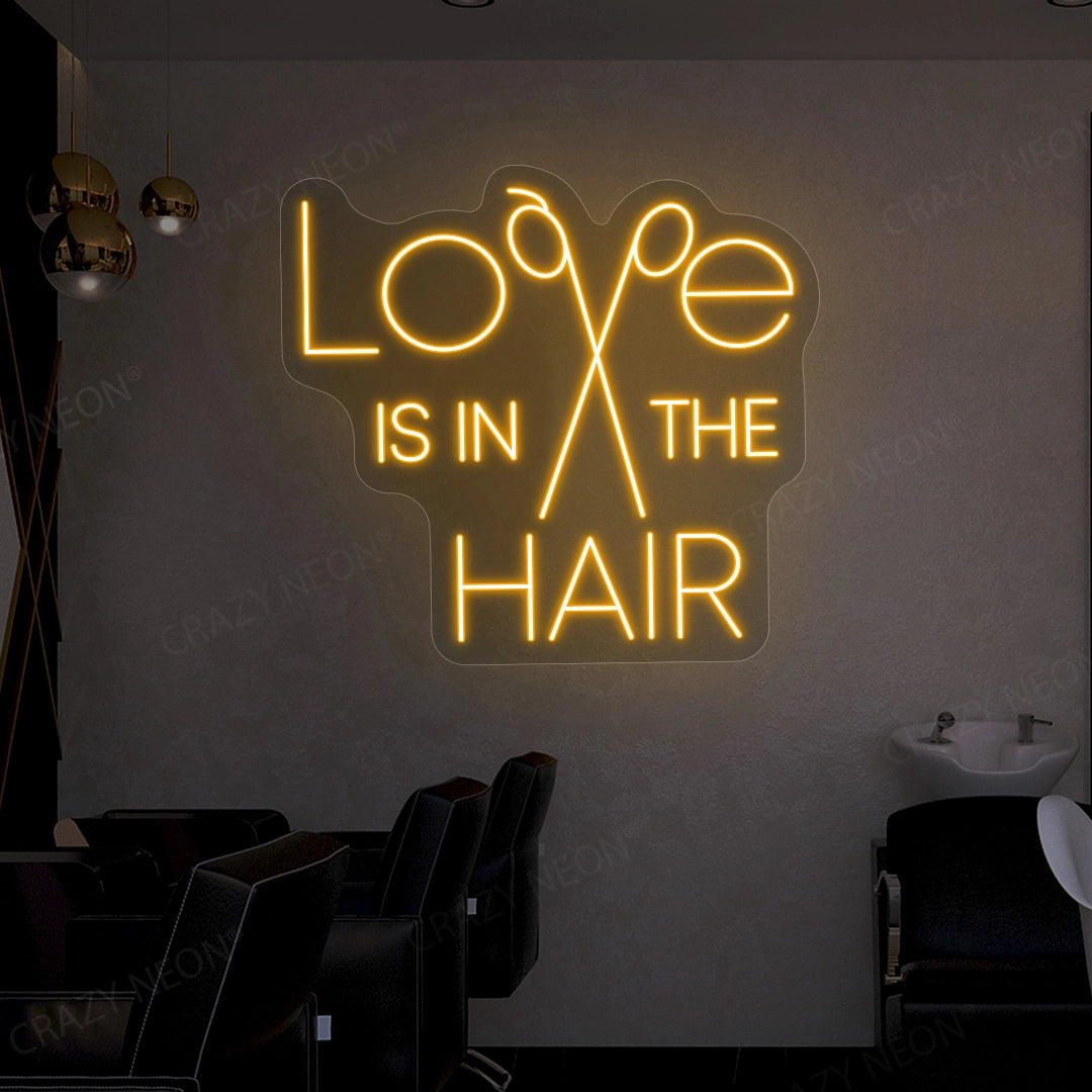 Love is in the hair neon sign | Orange