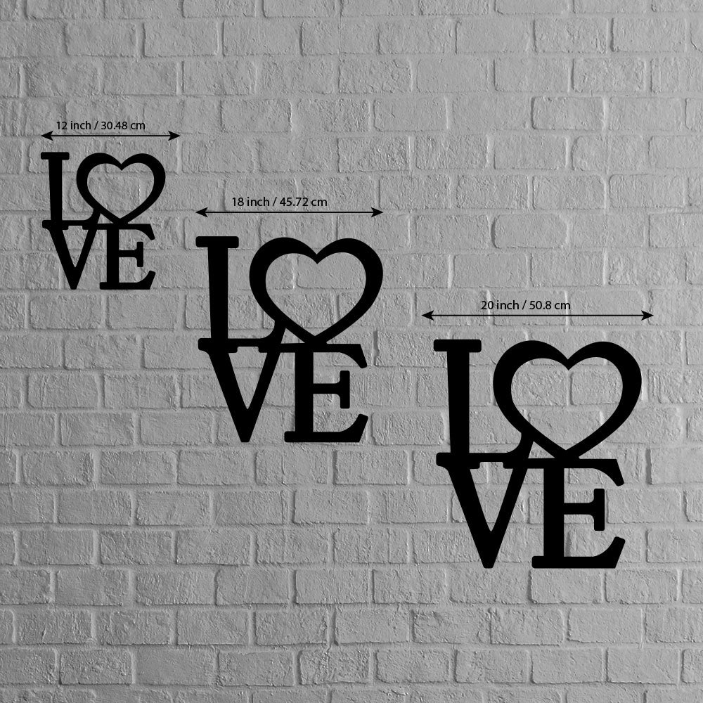 Love With Heart Metal Wall Art Sign