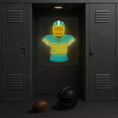 Miami Achane 28 Jersey Football Neon Artwork