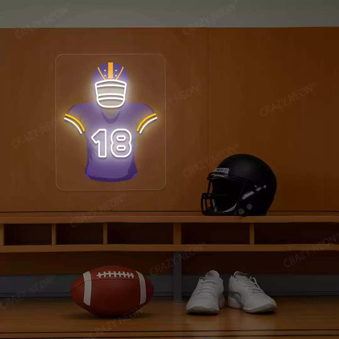 Minnesota Jefferson 18 Jersey Football Neon Artwork