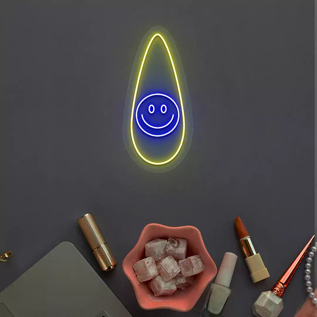 Smiley Nail Neon Sign in Blue