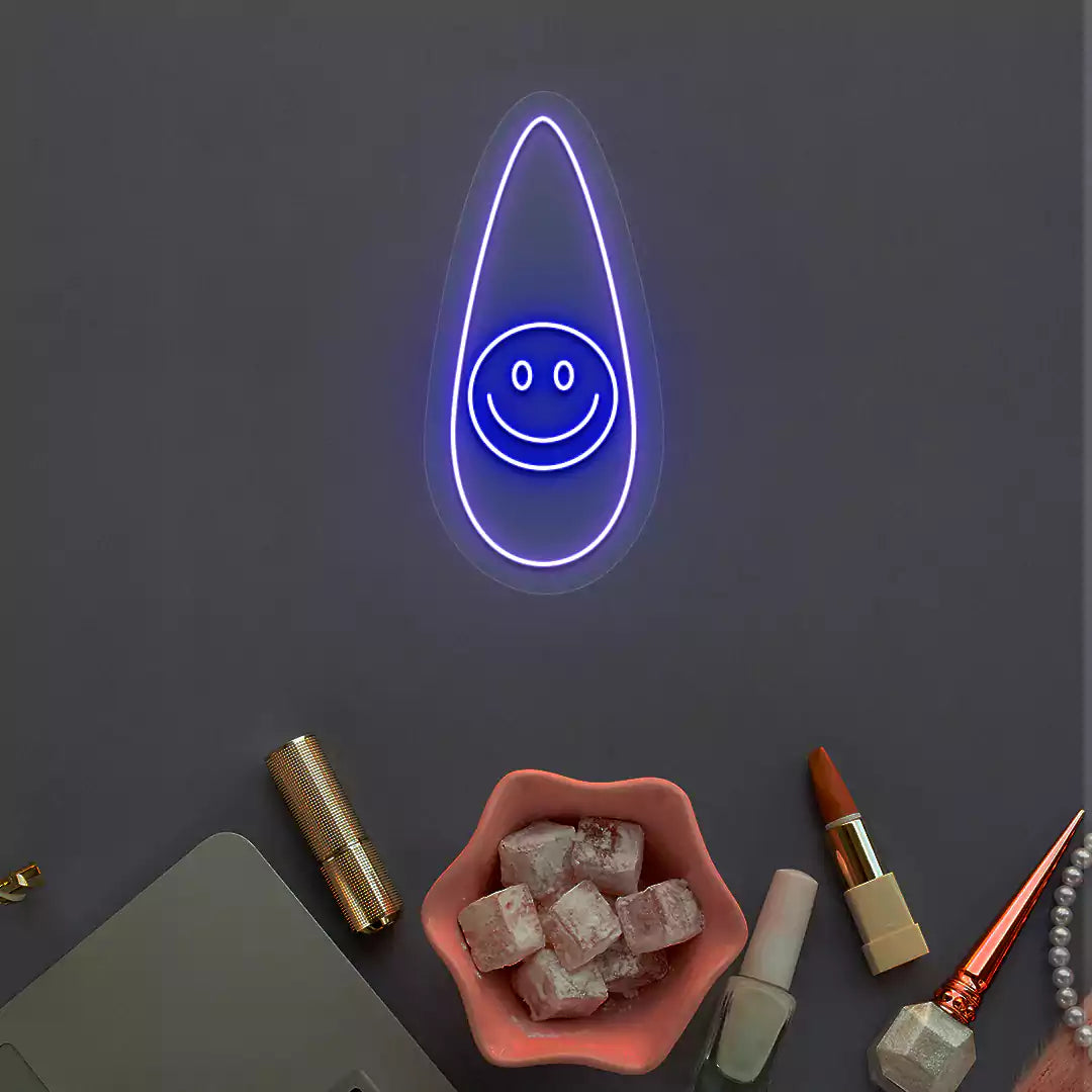Smiley Nail Neon Sign in purple color