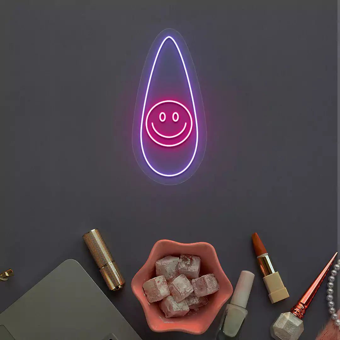Smiley Nail Neon Sign in Pink Color