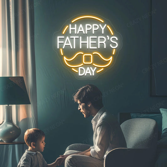 Happy Father's Day Multicolor Neon Sign | Yellow-White