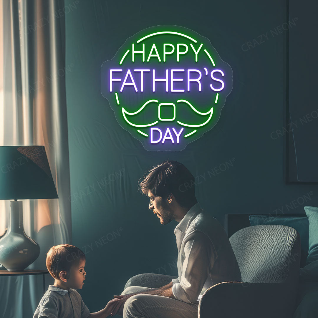 Happy Father's Day Multicolor Neon Sign | Purple-Green
