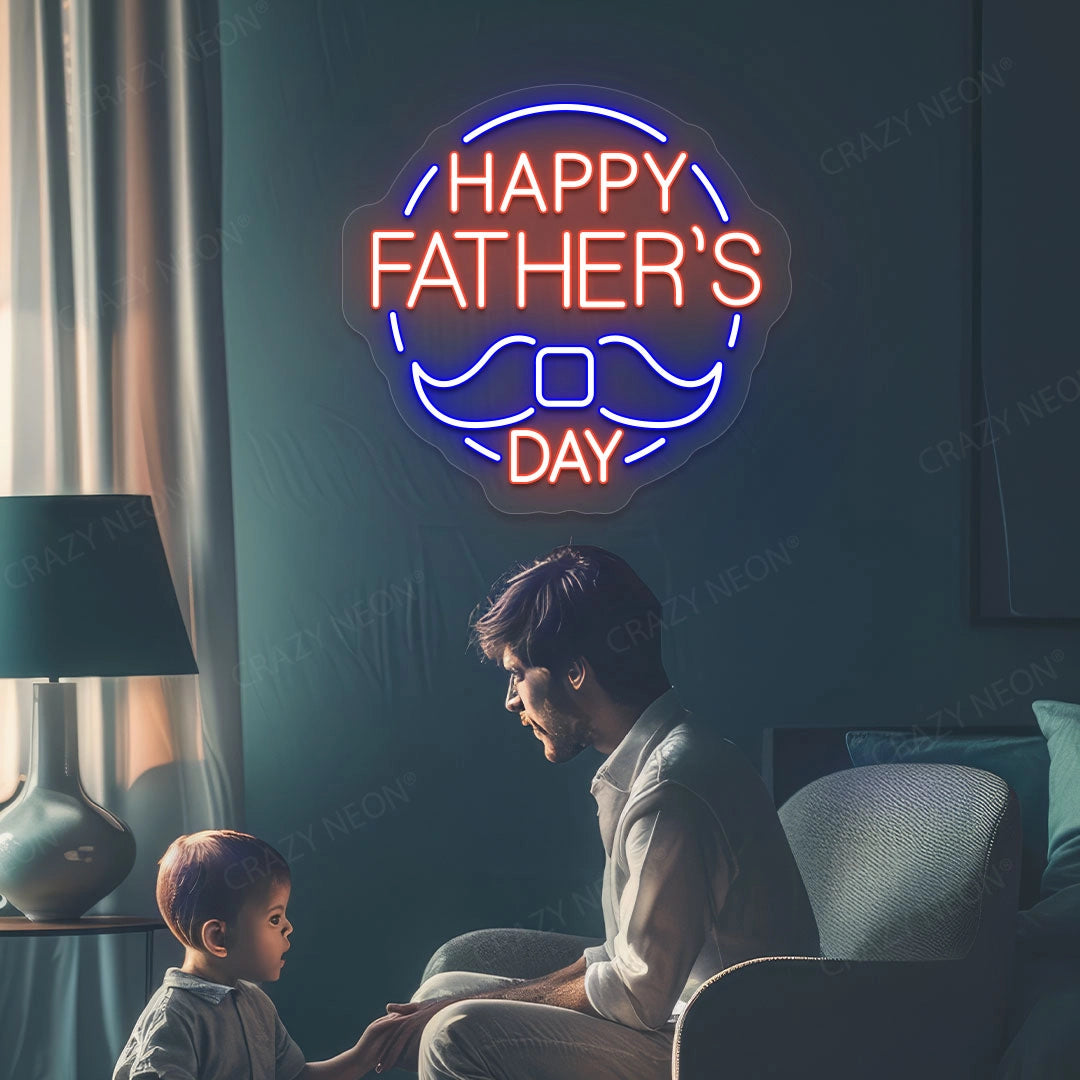 Happy Father's Day Multicolor Neon Sign | Blue-Red