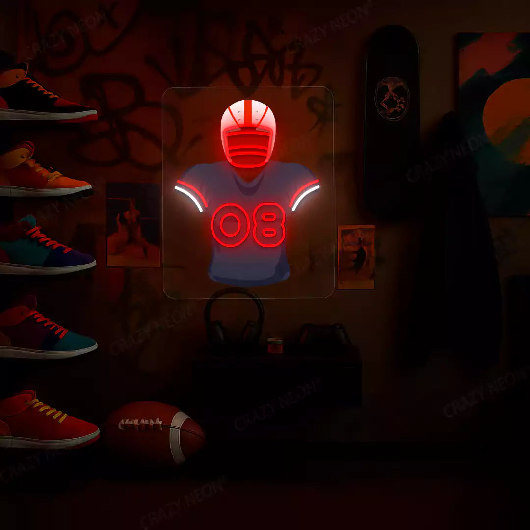 New England Diggs 08 Jersey Football Neon Artwork