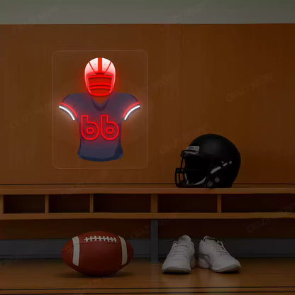 New England Campbell 66 Jersey Football Neon Artwork