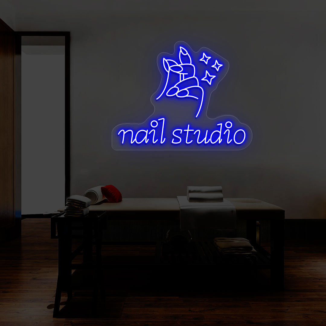 Nail Studio With Hand Neon Sign | CNUS014402 | Blue