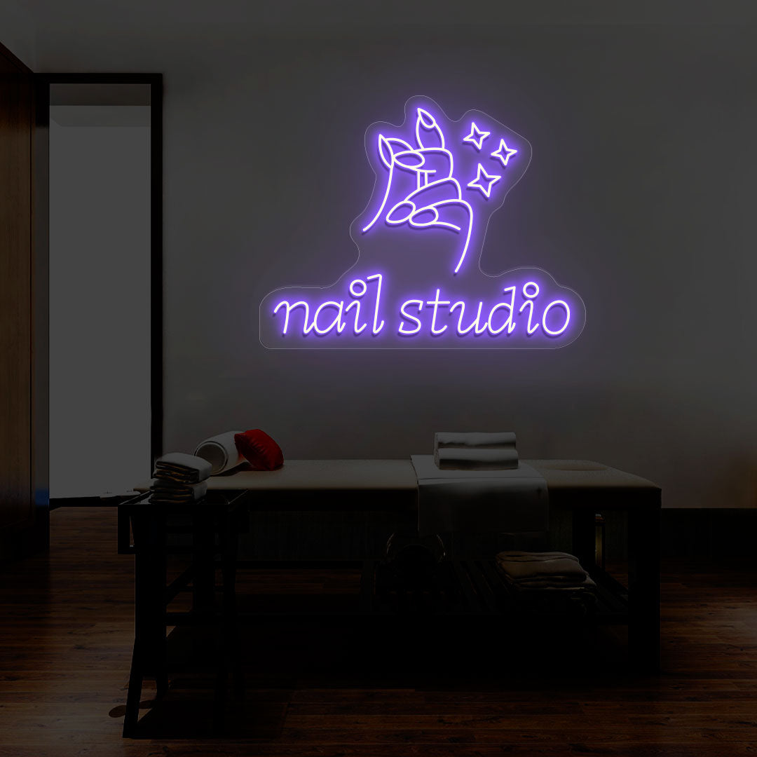 Nail Studio With Hand Neon Sign | CNUS014402 | Purple