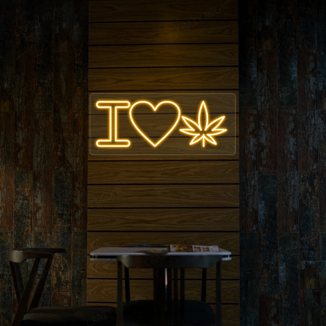 I Love Weed Neon Sign | orange