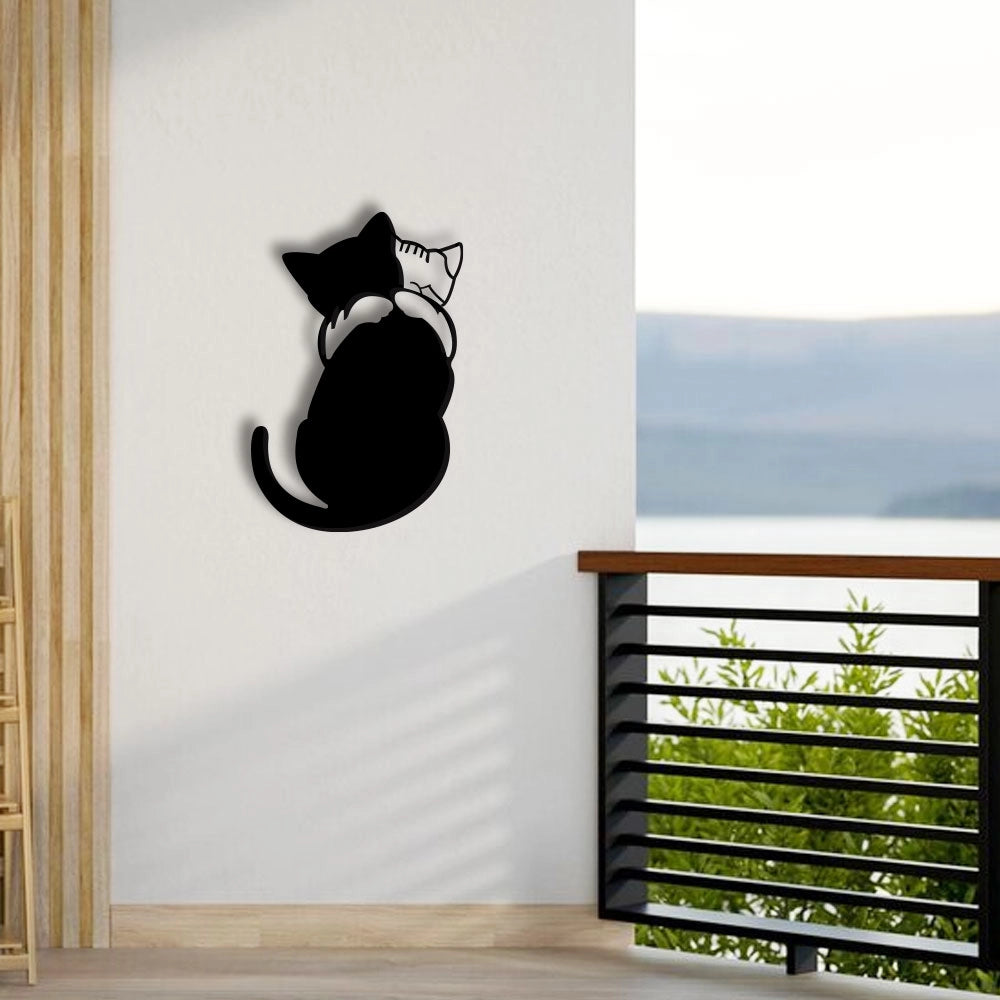 Cat Hug Metal Wall Art Sign