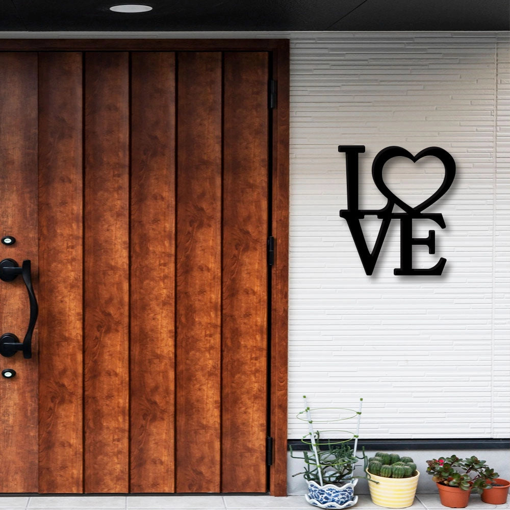 Love With Heart Metal Wall Art Sign