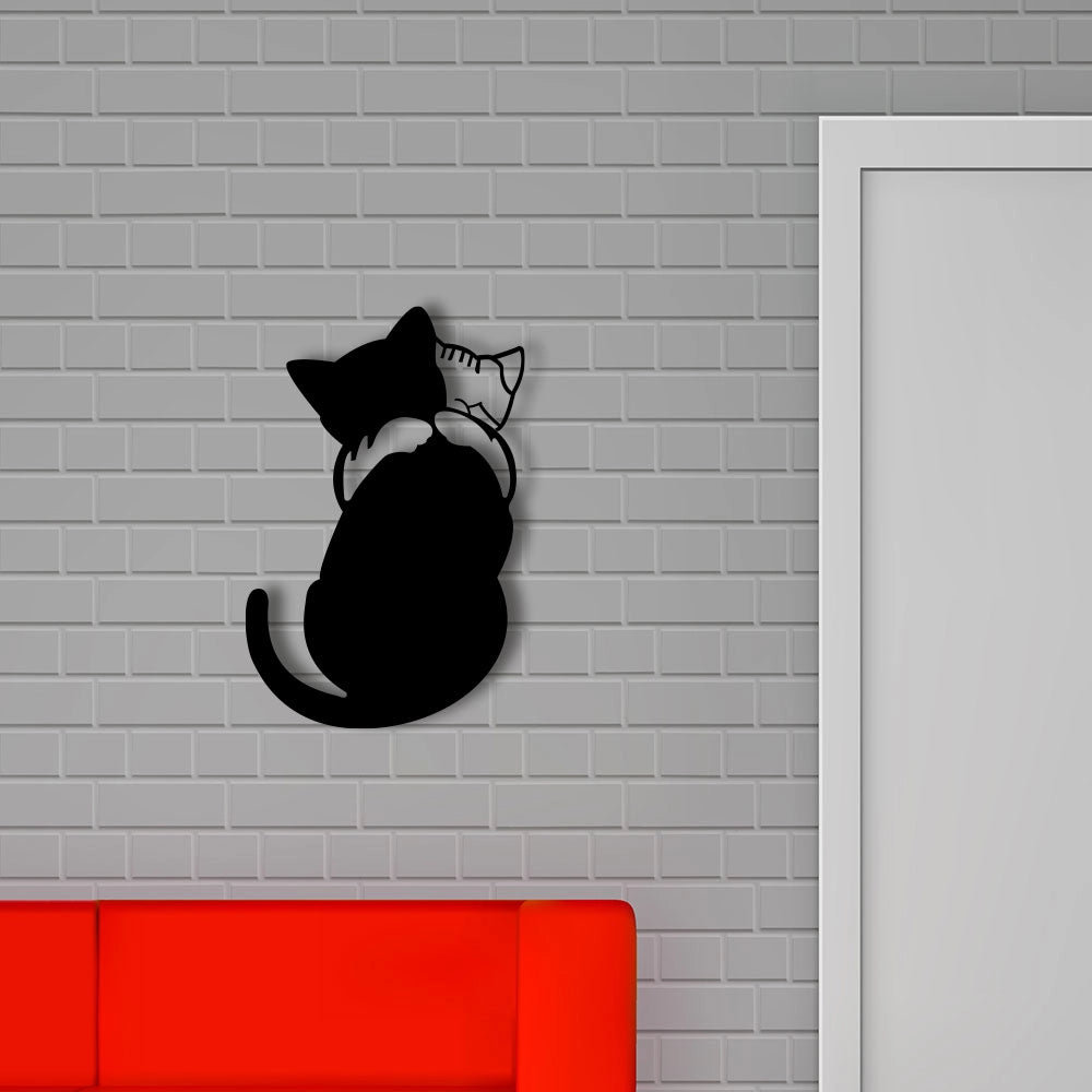 Cat Hug Metal Wall Art Sign