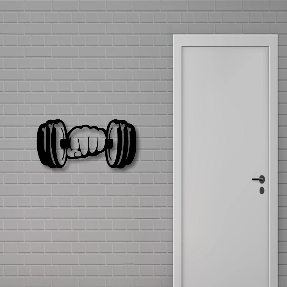 Working Out Dumbbell Metal Sign