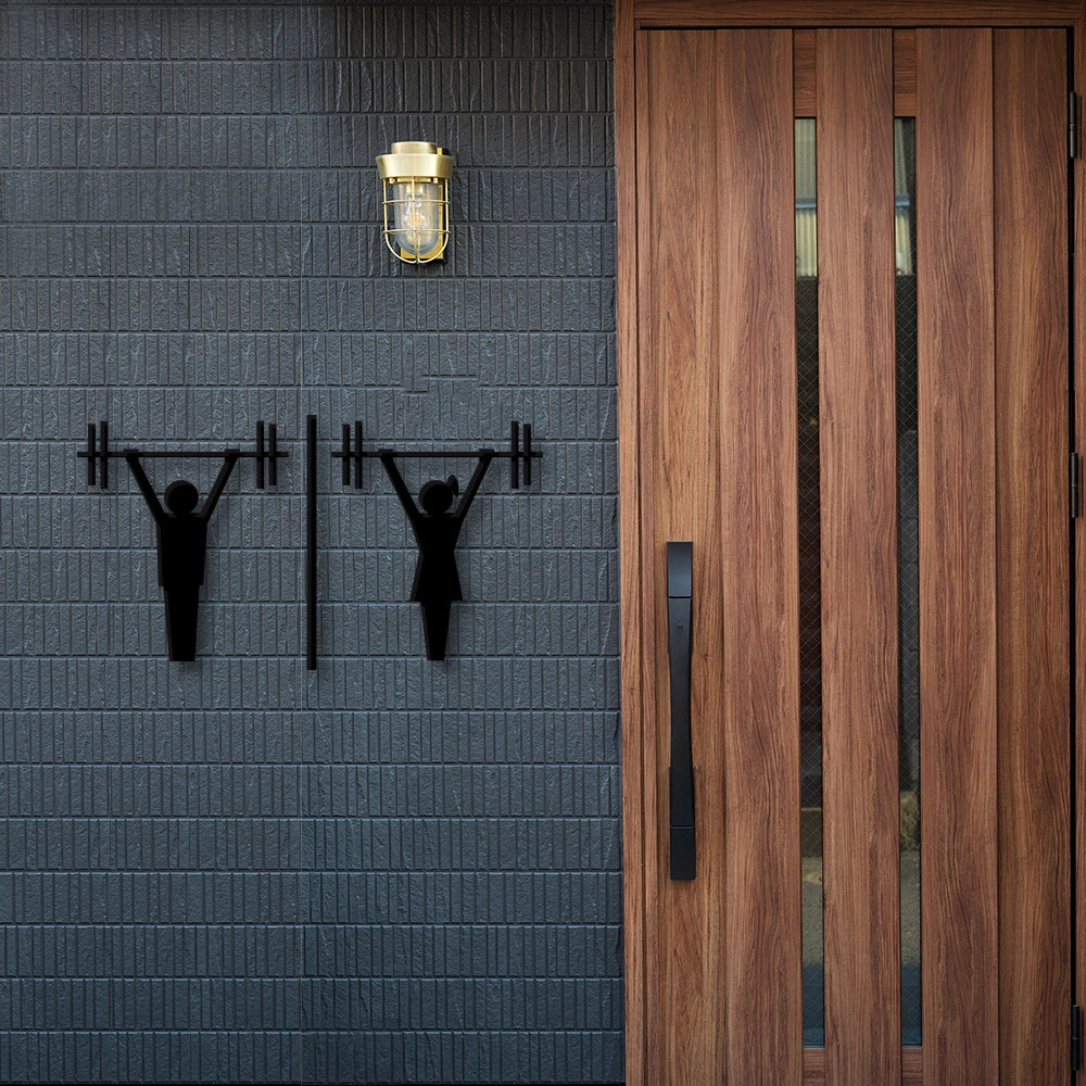 Man And Woman Weight Lifting Vector Metal Wall Art