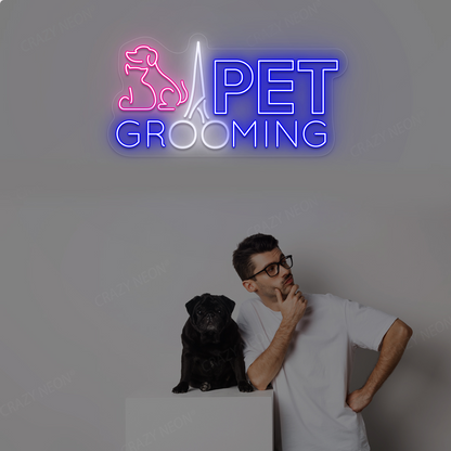Pet Grooming Neon Sign | White