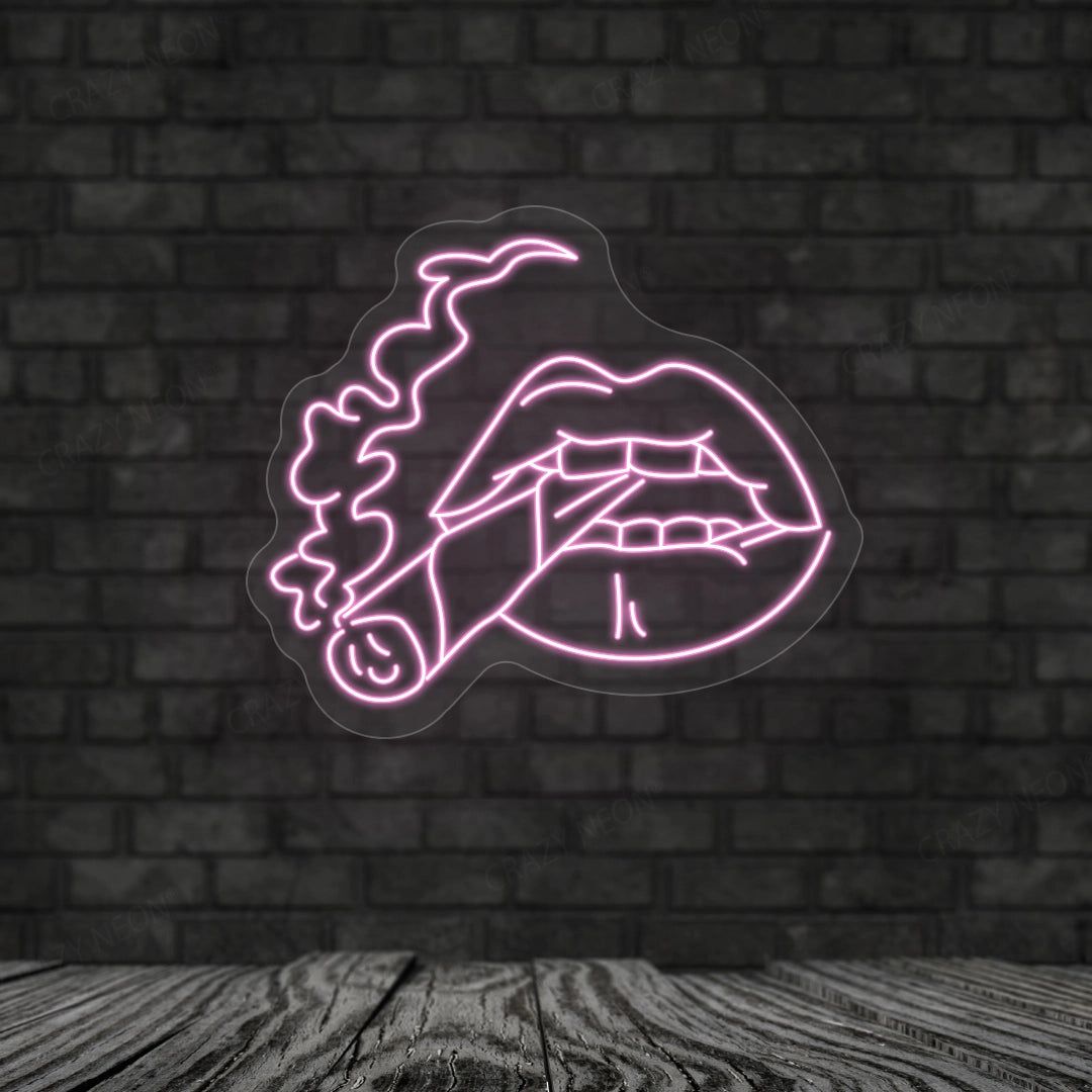 Cigarette in Mouth Neon Sign | Pink