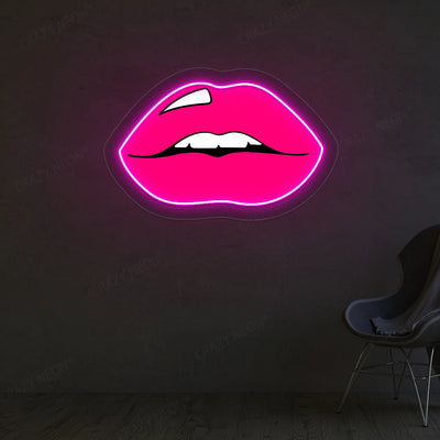 Lips Artwork Neon Sign | Pink