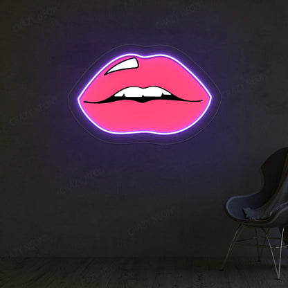 Lips Artwork Neon Sign | Purple 