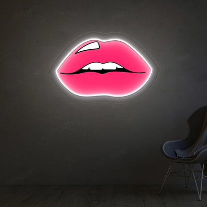 Lips Artwork Neon Sign | White 