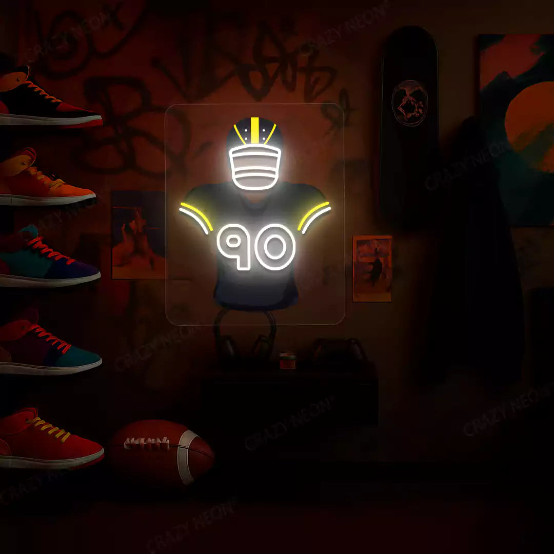 Pittsburgh Watt 90 Jersey Football Neon Artwork