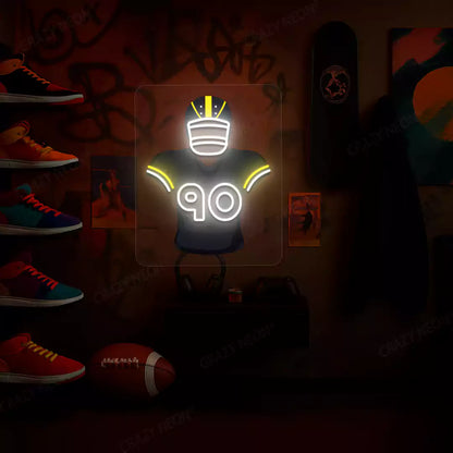 Pittsburgh Watt 90 Jersey Football Neon Artwork