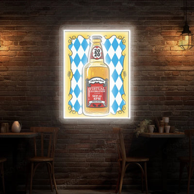 Oktoberfest Beer Bottle Neon Sign | White