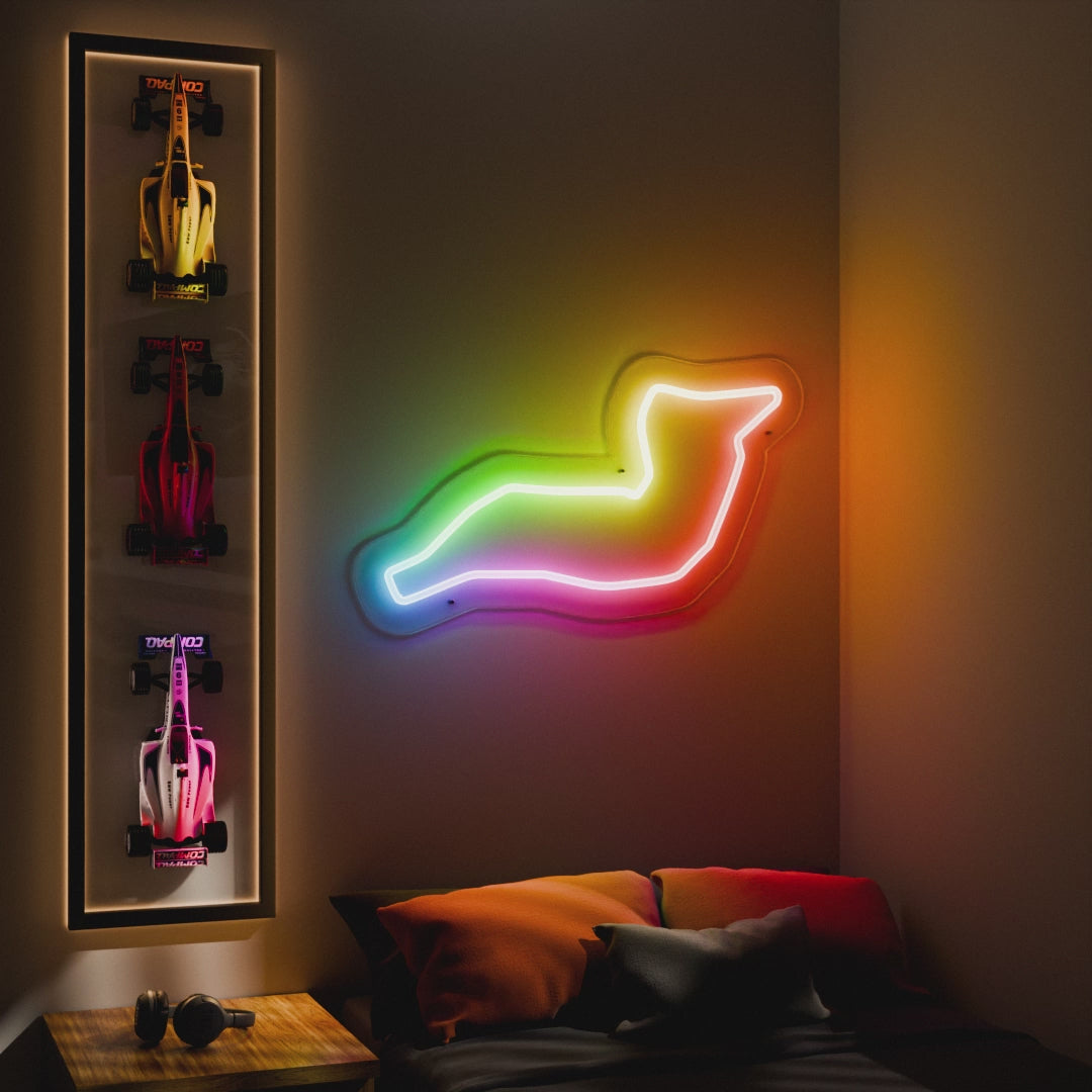 RGB FlowImola Grand Prix Circuit LED neon wall sign in red blue and yellow