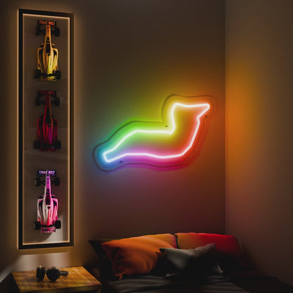 RGB FlowImola Grand Prix Circuit LED neon wall sign in red blue and yellow