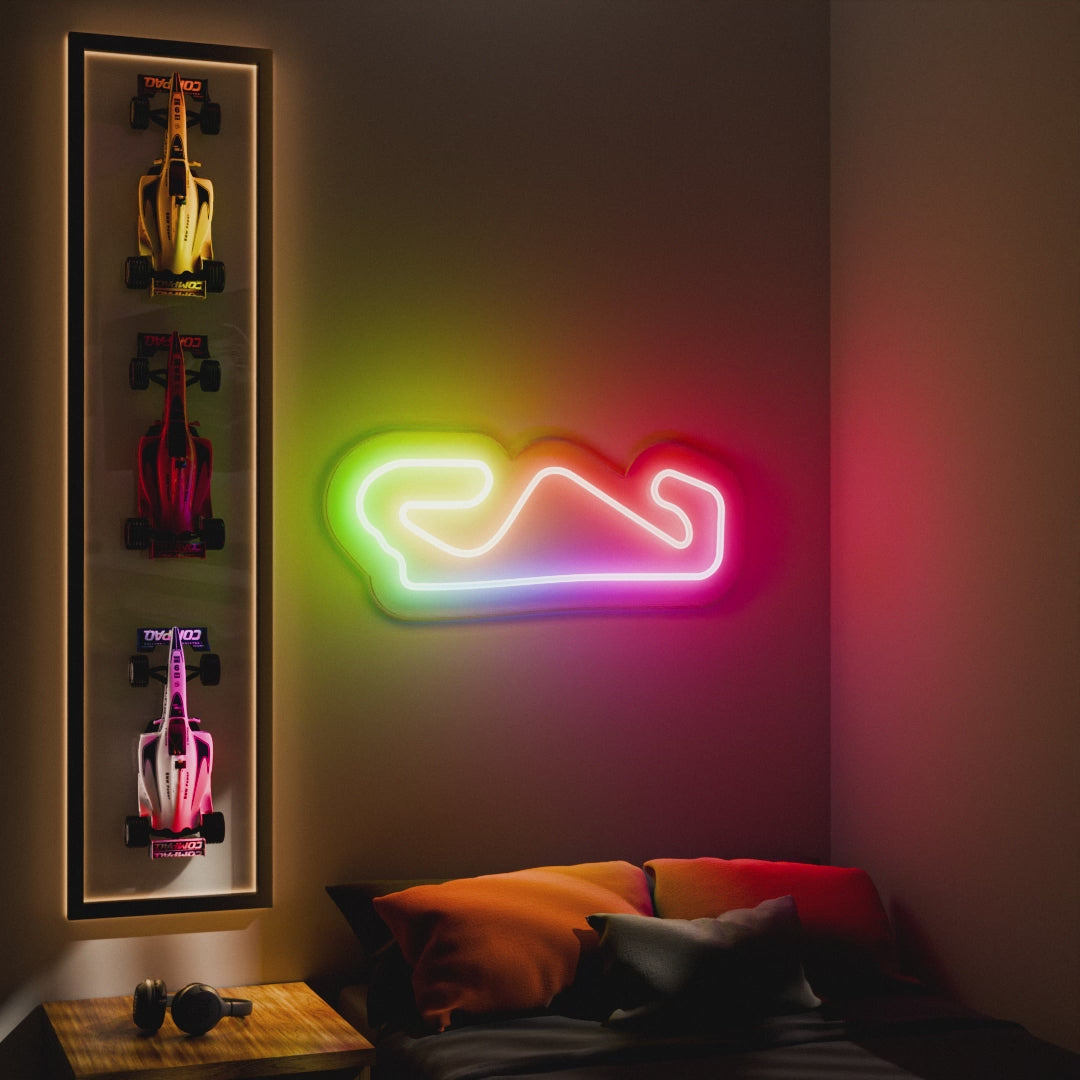 RGB Flow Circuit De Catalunya Grand Prix LED neon wall sign in red blue and yellow